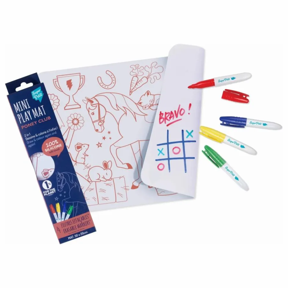 Clearance Superpetit Mini set de table à colorier Poney avec 4 feutres Multicolore