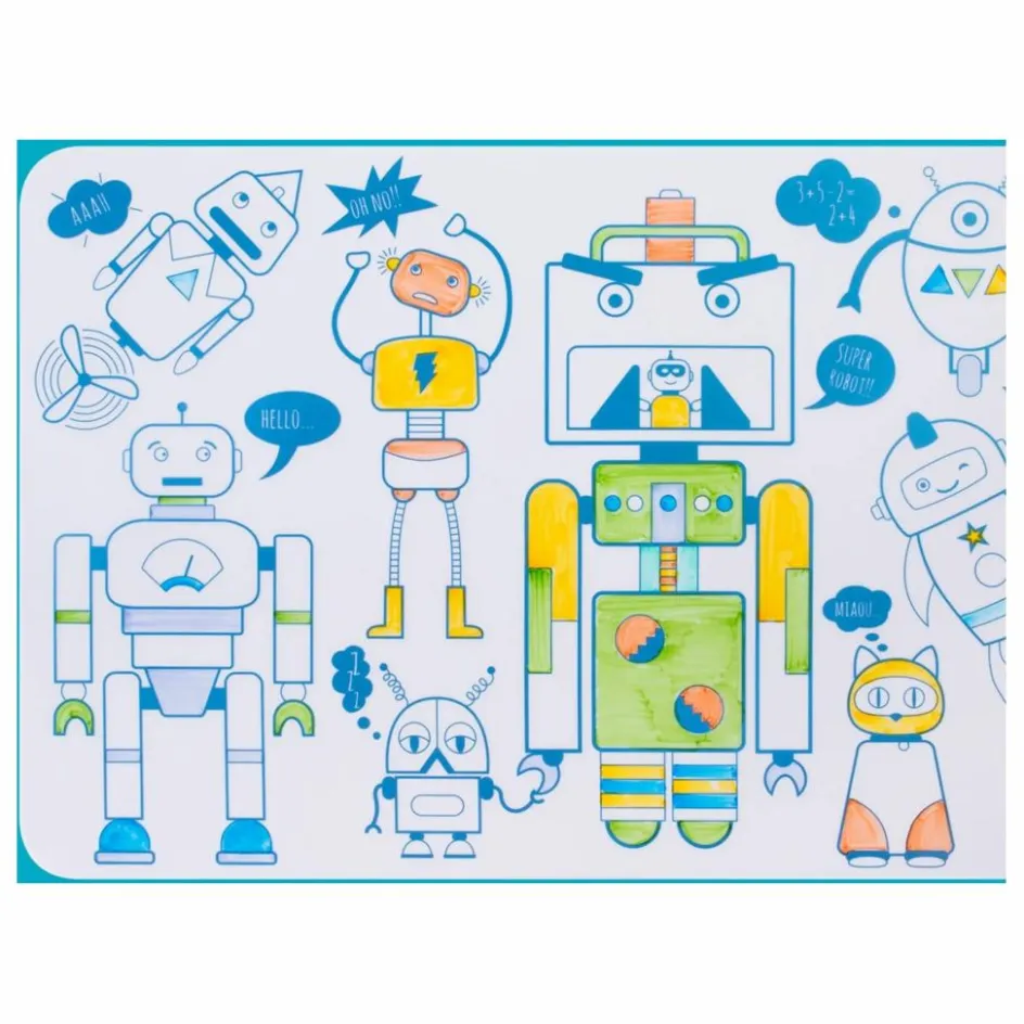 Online Superpetit Mini set de table à colorier Robot avec 4 feutres Multicolore