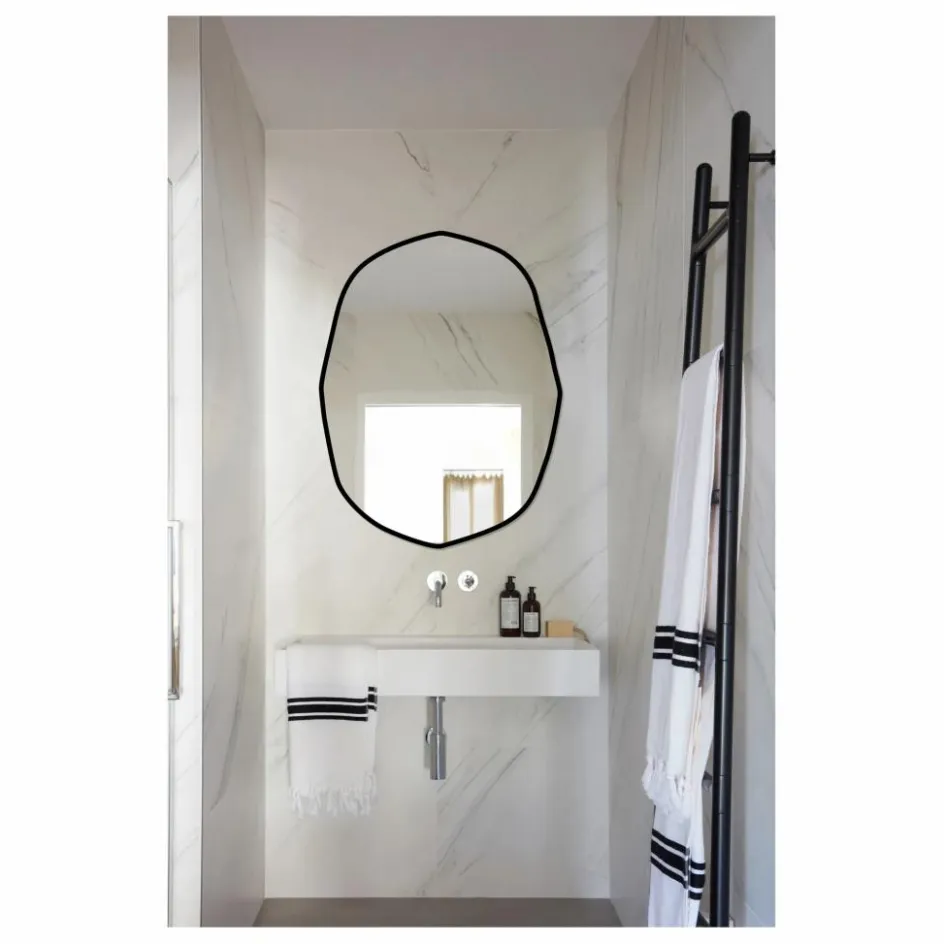 Hot M Nuance Miroir extra plat biseauté contour - forme aléatoire 66x85 | Noir