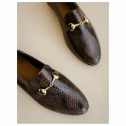 Femme Bobbies Derbies, Mocassins, Ballerines*Mocassins Jill Cuir Embossé Serpent |