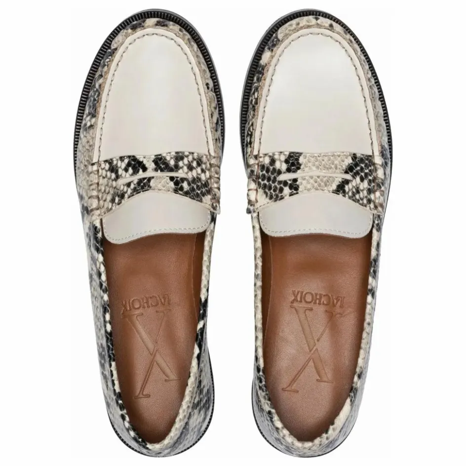 Online Lachoix Mocassins Penny Python | Blanc cassé