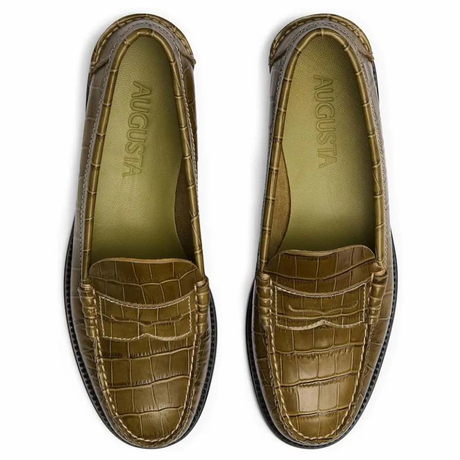 Best Augusta Mocassins Zoe Effet Crocodile | Vert olive