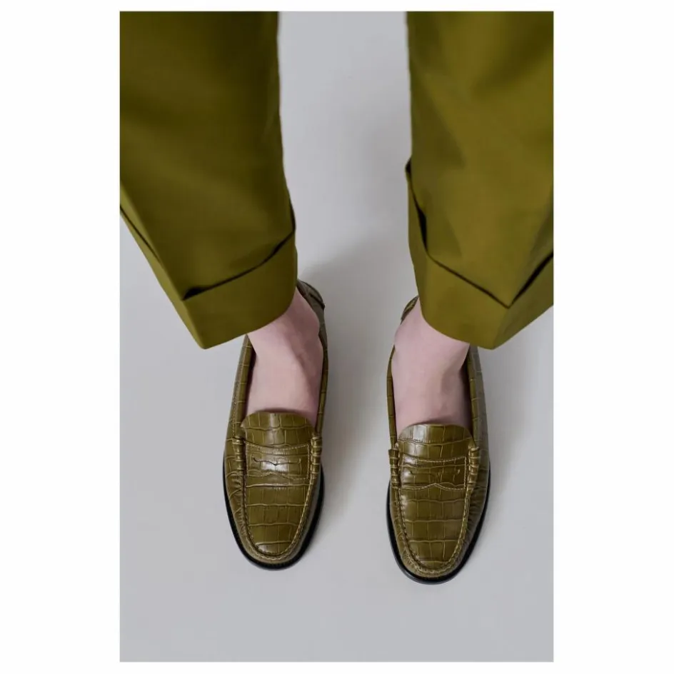 Best Augusta Mocassins Zoe Effet Crocodile | Vert olive