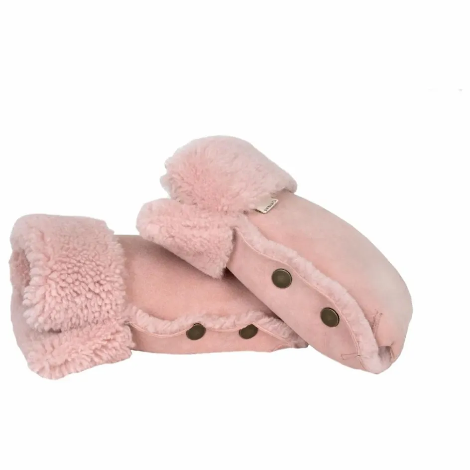 BINIBAMBA Moufles pour poussette en peau d'agneau | Rose