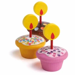 Erzi Cuisines, Marchandes*Muffins en bois avec bougies - Set de 3
