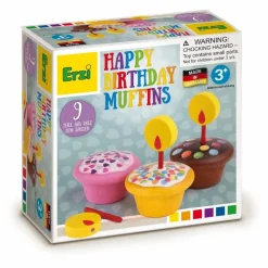 Erzi Cuisines, Marchandes*Muffins en bois avec bougies - Set de 3