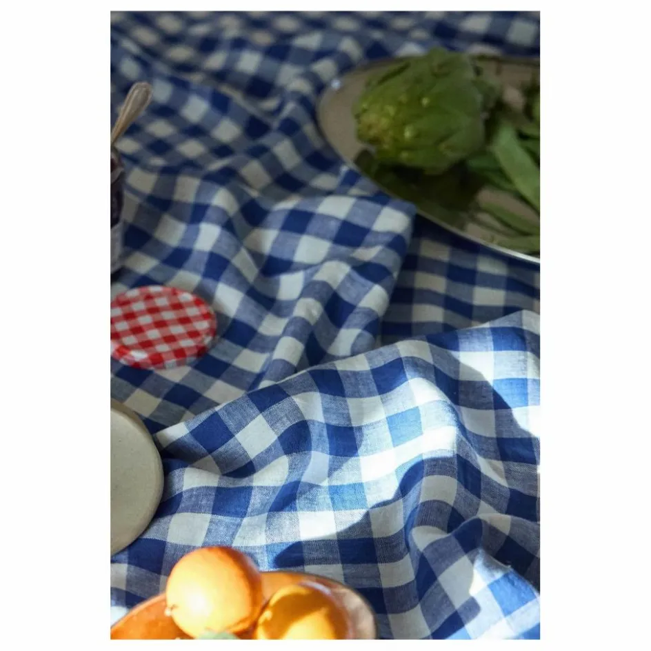 Online Gabrielle Paris Nappe en lin lavé Vichy | Bleu