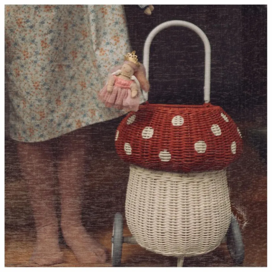 Sale Panier à roulettes en rotin Champignon | Enfant Rangements|Patères, Paniers Enfant