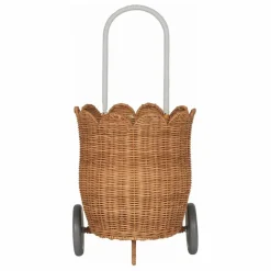 New Olli Ella Panier à roulettes en rotin Petal Naturel