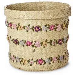 Discount Rice Panier de rangement en raphia Fleurs Naturel