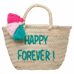 Online Rose in April Panier Pompon brodé Happy Forever Naturel