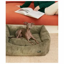 Hot Cafide Panier pour chien en velours côtelé Snozy | Vert