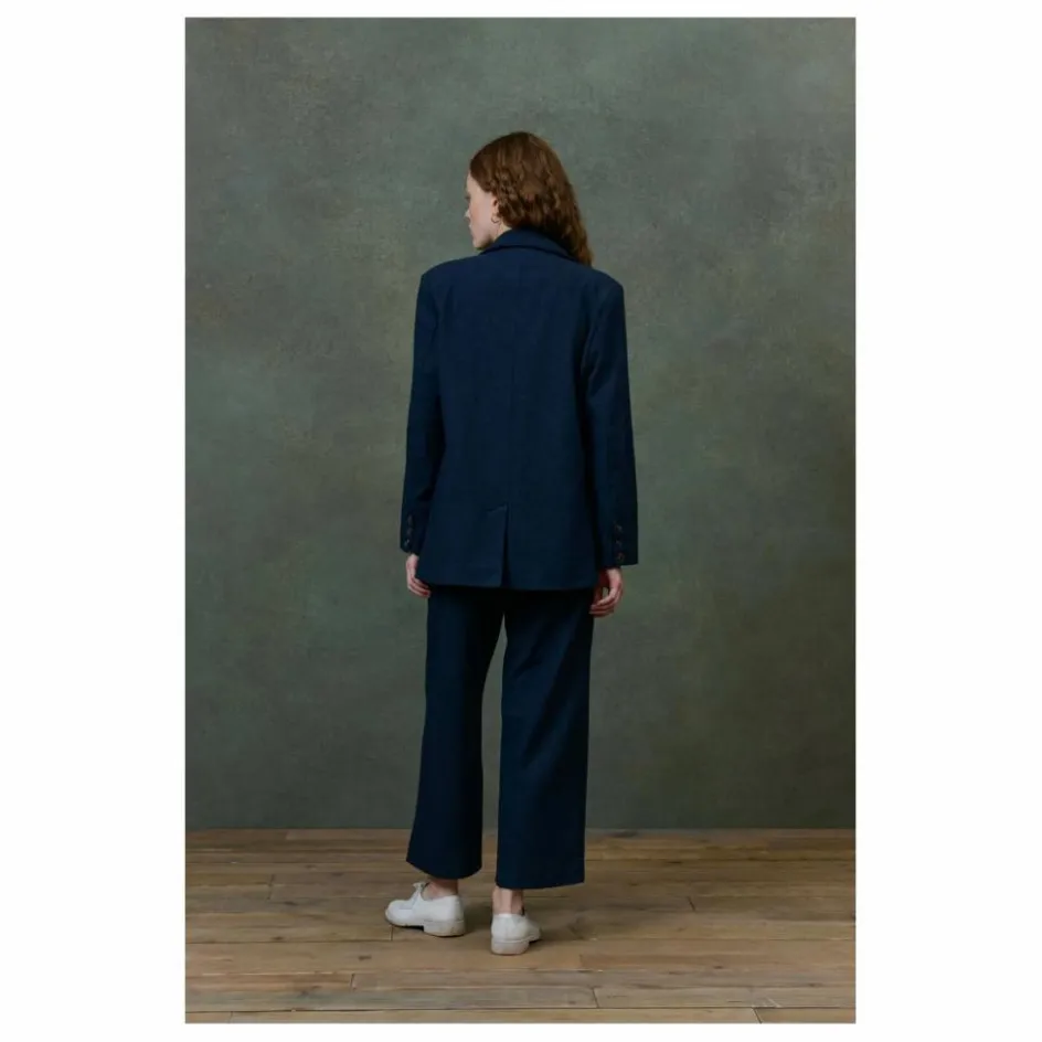 Best Louise Misha Pantalon Abuela Heringbone Laine - Collection Femme | Bleu marine