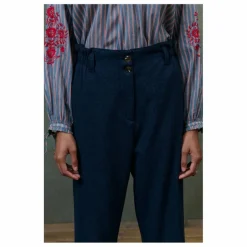Best Louise Misha Pantalon Abuela Heringbone Laine - Collection Femme | Bleu marine