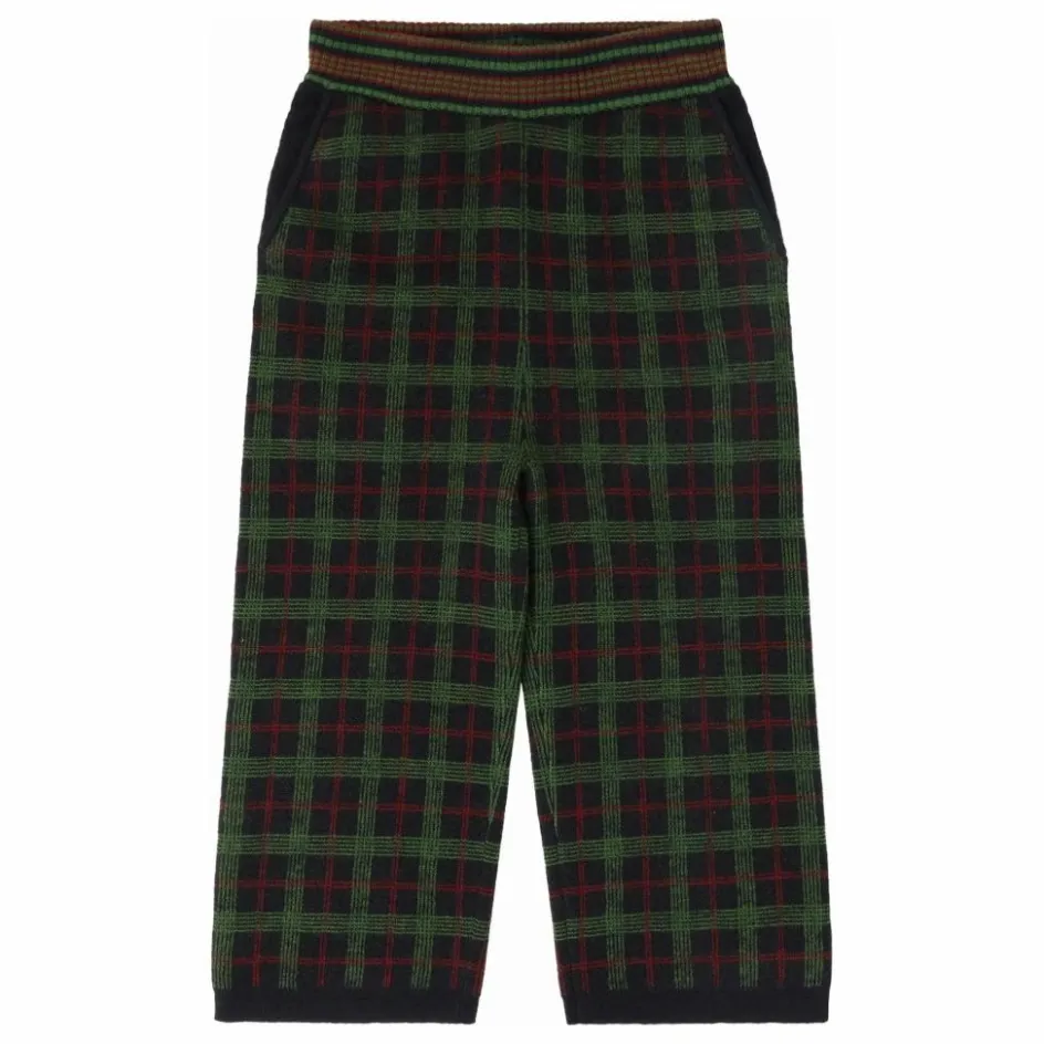 Outlet FUB Pantalon Carreaux Feutré Laine de Mérinos | Vert