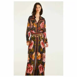 Outlet Farm Rio Pantalon Chenille Flowers | Noir