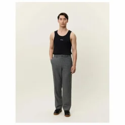 New Les Deux Pantalon Droit Como Pinstripe Mouliné Slacks Rayures | Gris