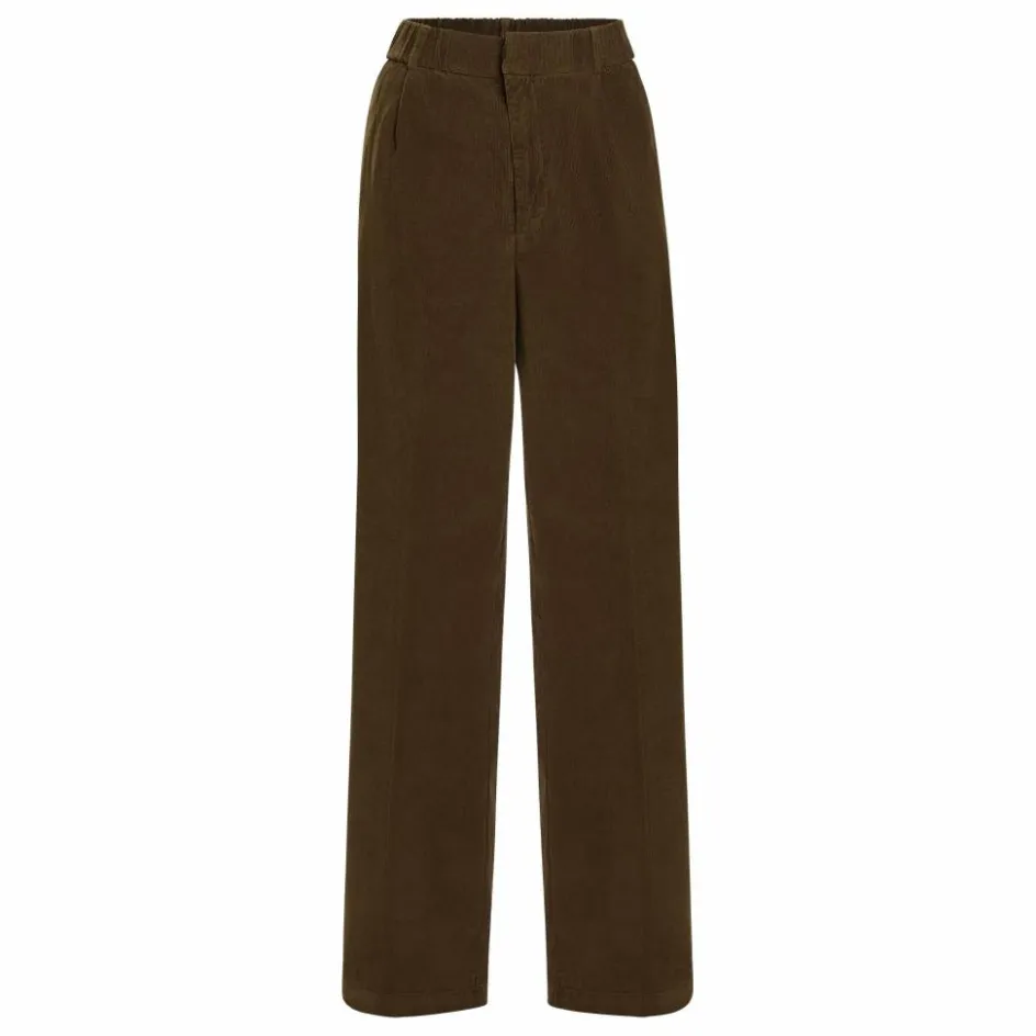 Discount Pomandère Pantalon Elastiqué Velours Côtelé | Vert kaki