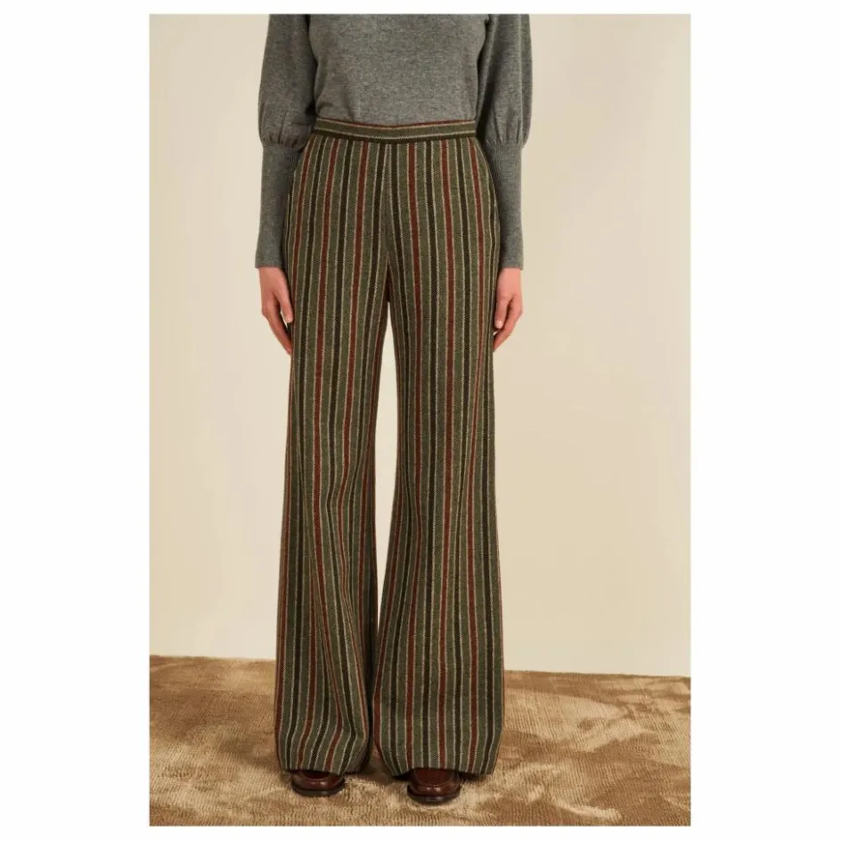 Maria de la Orden Pantalon Lova Rayé Laine ||Femme Pantalons