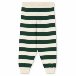 Outlet Konges Sløjd Pantalon Manis Rayures Larges Maille Coton Bio | Ecru