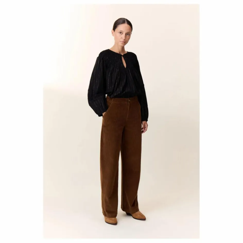 Discount Leon & Harper Pantalon Pamira Velours Côtelé Coton Bio | Marron