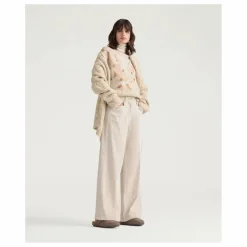 Online Momoni Pantalon Peter Velours Côtelé | Crème