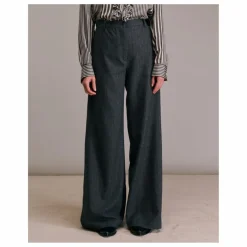 Diega Pantalon Piedro Rayé Laine | Gris