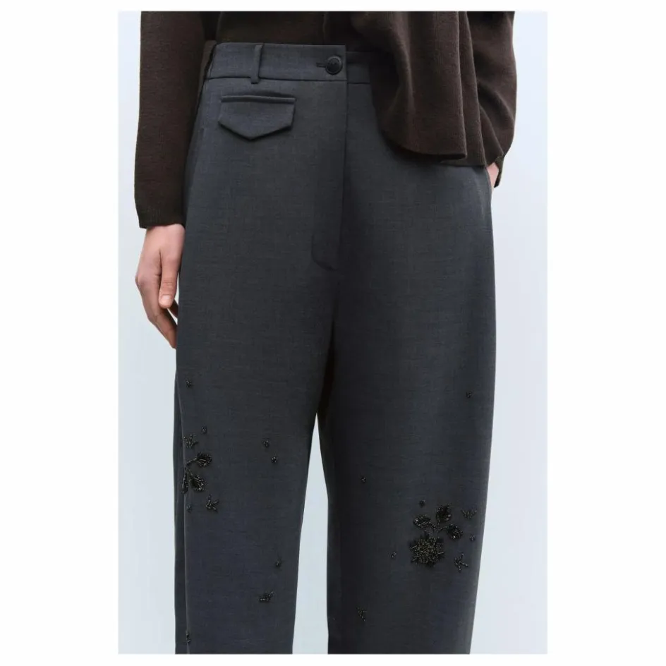 Femme Cordera Pantalons*Pantalon Tailoring Perles Laine Vierge |