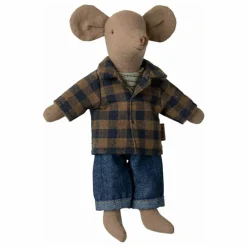 Outlet Maileg Papa souris et sa chemise à carreaux Marron