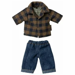 Outlet Maileg Papa souris et sa chemise à carreaux Marron