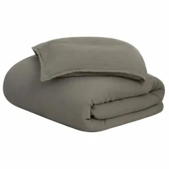 Outlet garbo&friends Parure de lit Géranium en mousseline de coton | Vert kaki