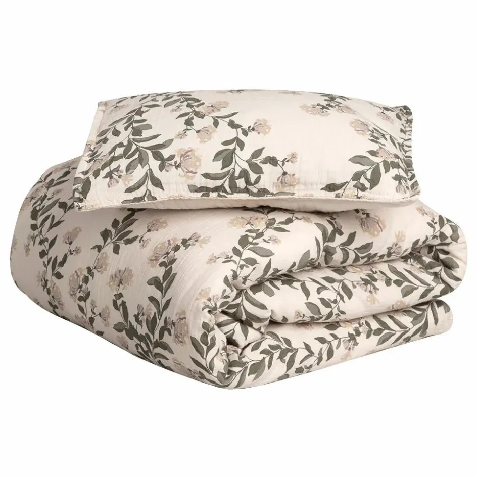 New garbo&friends Parure de lit Honeysuckle en mousseline de coton | Ecru