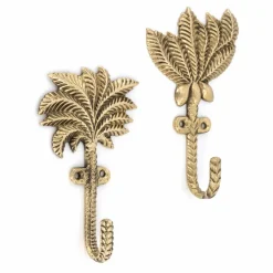 Clearance Doing Goods Patères Devi Palmtree en laiton recyclé - Set de 2 | Mordoré