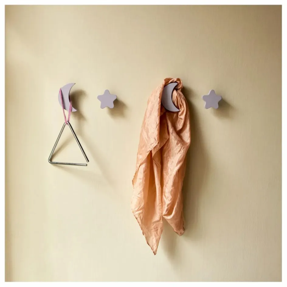 Online Patères Stars & Moons - Lot de 4 | Lilas Enfant Patères, Paniers Enfant