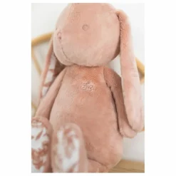 Hot Tartine et Chocolat Peluche Augustin le lapin Toile de Jouy | Rose pêche