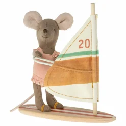Discount Maileg Petite sœur souris Surfer Multicolore
