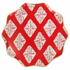 Best Petites assiettes de Noël motifs Block Print - set de 8 Enfant Décoration De Fête