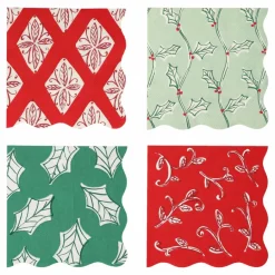 Sale Meri Meri Petites serviettes Noël motifs Block Print - set de 16 Multicolore