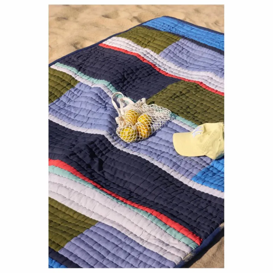 Discount Hübsch Plaid en coton bio | Bleu
