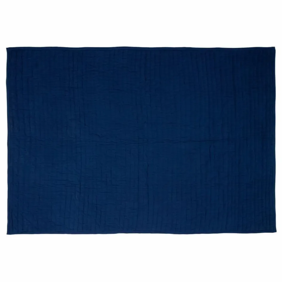 Discount Hübsch Plaid en coton bio | Bleu