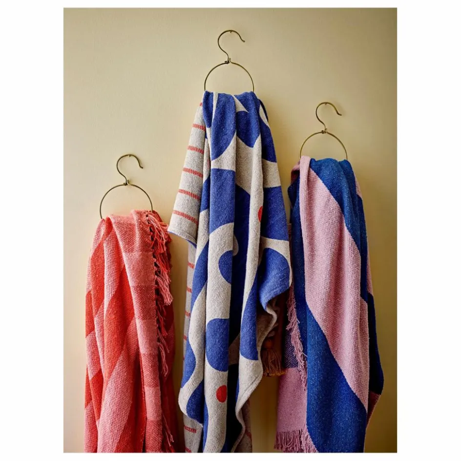 Sale Bloomingville Plaid en coton recyclé Eviaya | Bleu