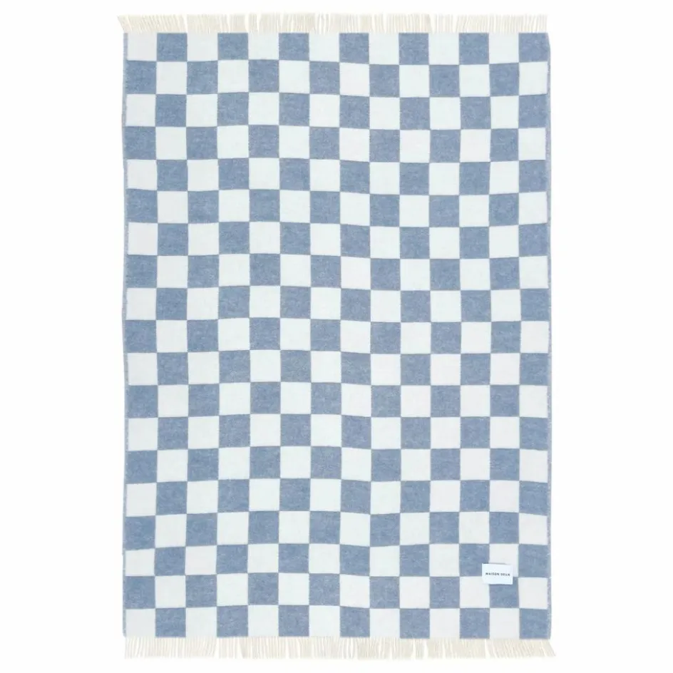 Online Maison Deux Plaid en laine Damier | Bleu