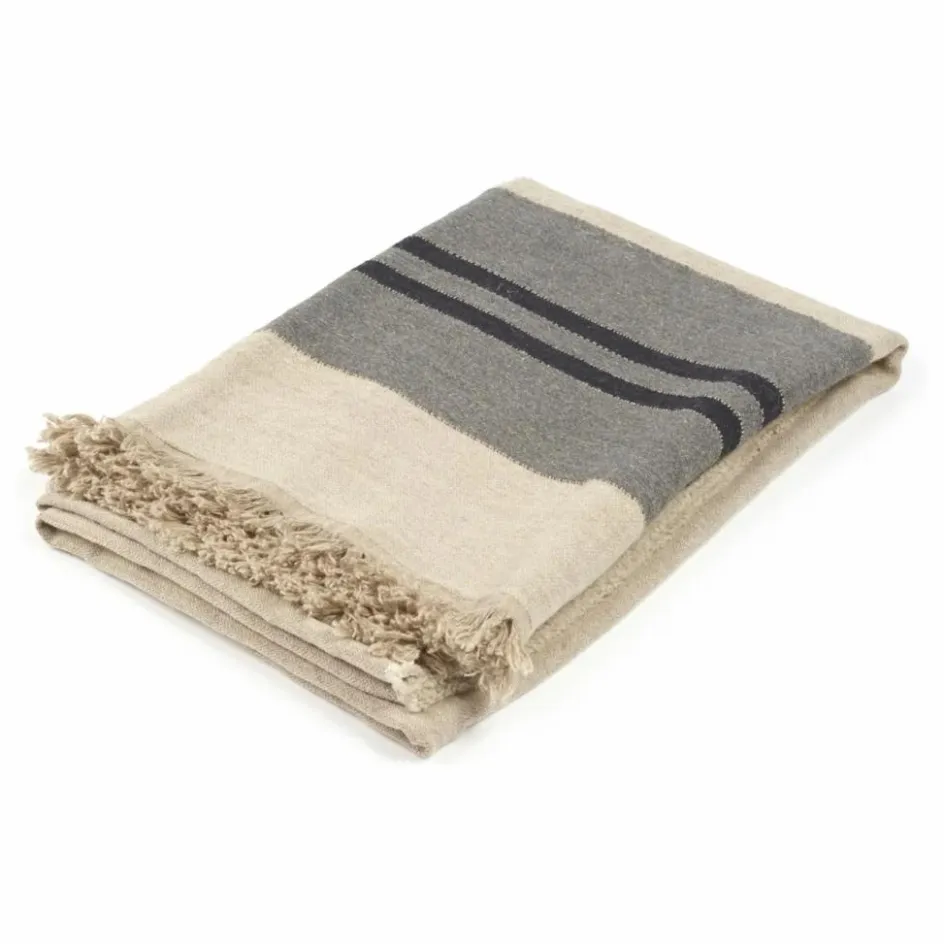 Hot Plaid en lin Black House Stripe | Linge De Lit