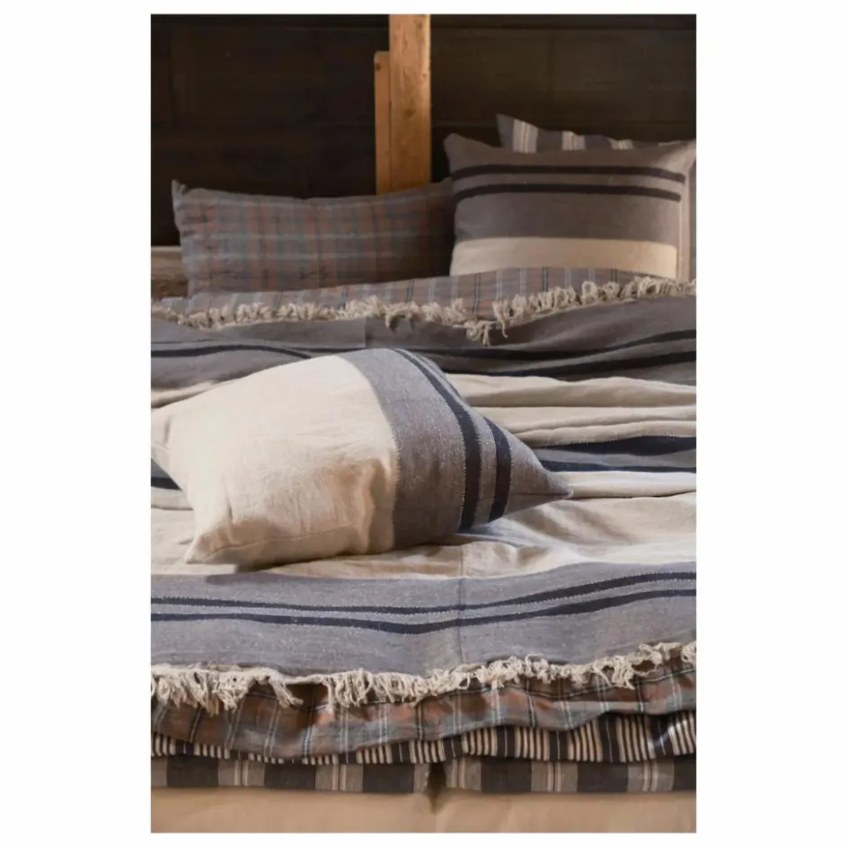 Hot Plaid en lin Black House Stripe | Linge De Lit