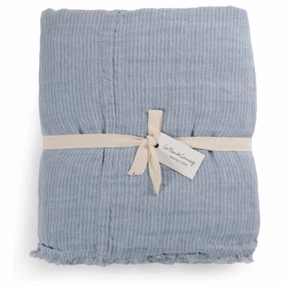 Online Le Monde Sauvage Plaid en lin Okapi | Bleu