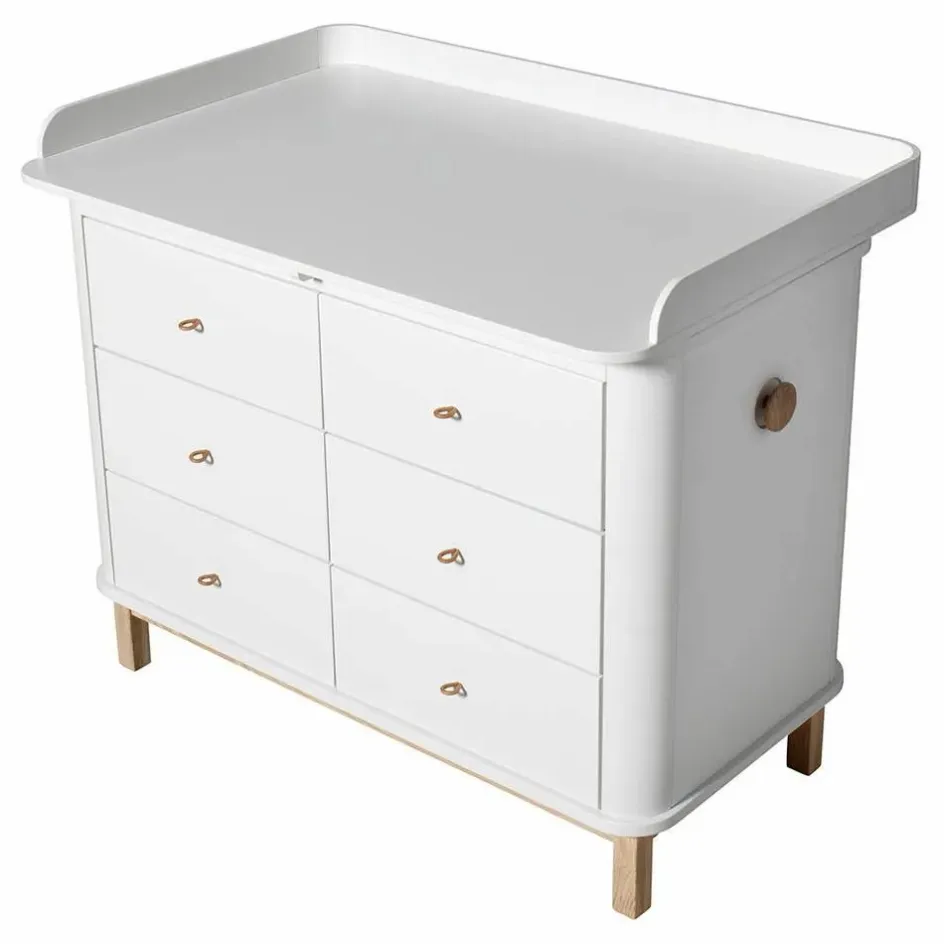 Oliver Furniture Plan à langer grand pour commode 6 tiroirs | Blanc