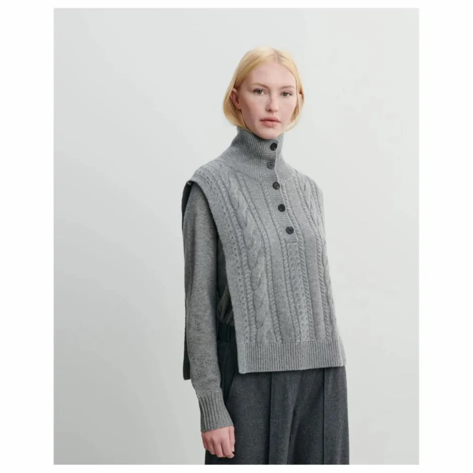 Femme Bompard Pulls, Gilets*Plastron Torsades Boutonné Cachemire |