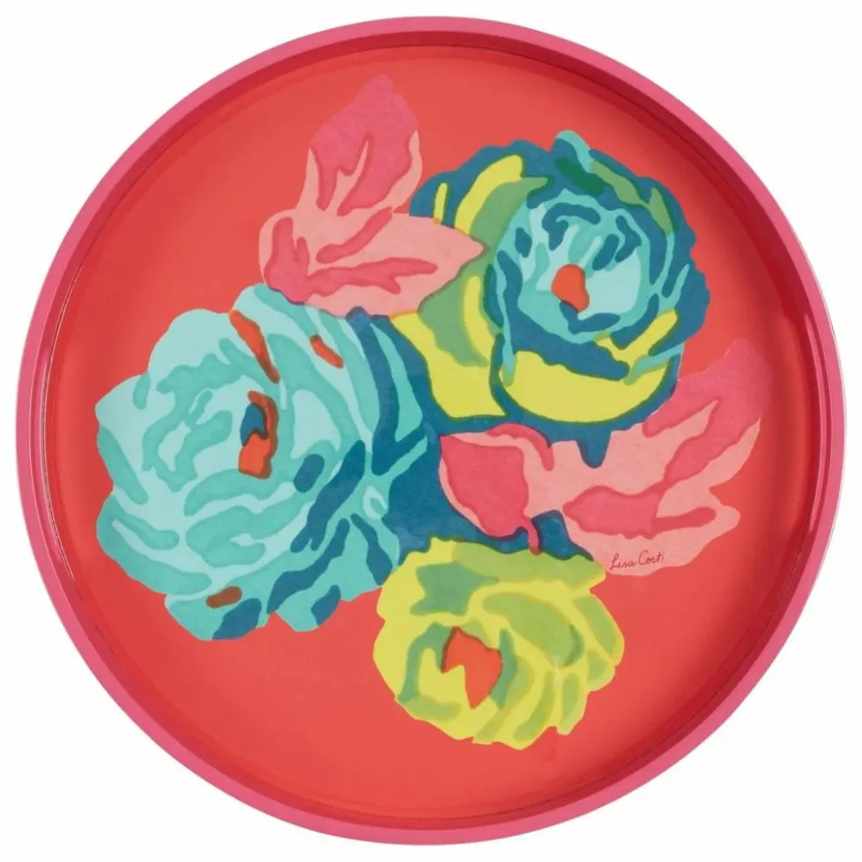 Lisa Corti Art De La Table*Plateau laqué Nizam Flower Geranium |