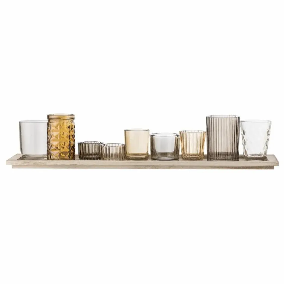 Bloomingville Vases, Objets Déco*Plateau rectangulaire et photophores - Set de 9
