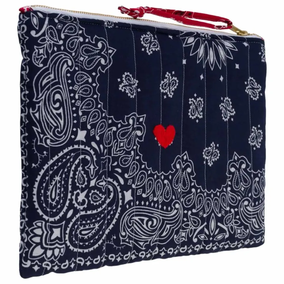 Outlet Call it by your name Pochette Zippée Matelassée Coeur | Bleu marine